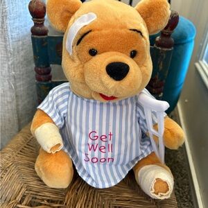 Get Well Soon Plush Bear Toy - Blue Striped Outfit